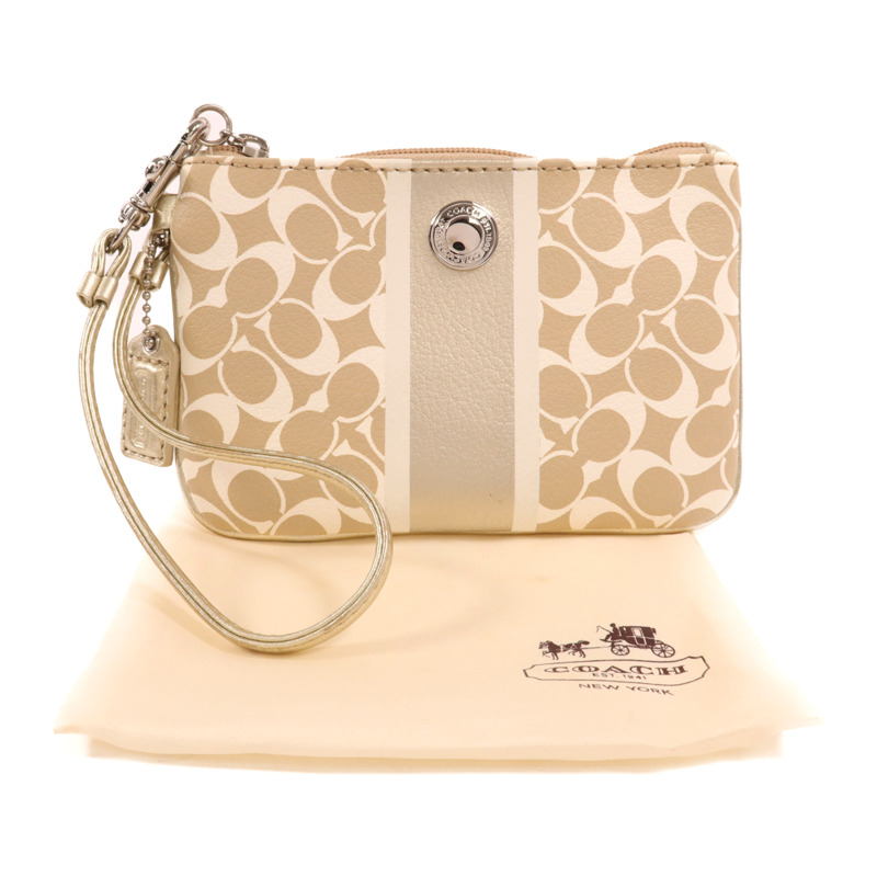 COACH 塗層帆布Pouch銀扣手拿包-6