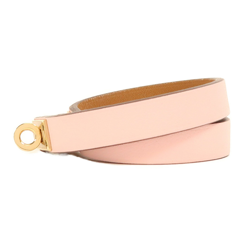 HERMES Swift皮革Mini Kelly Double Tour手鐲Rose Sakura-1