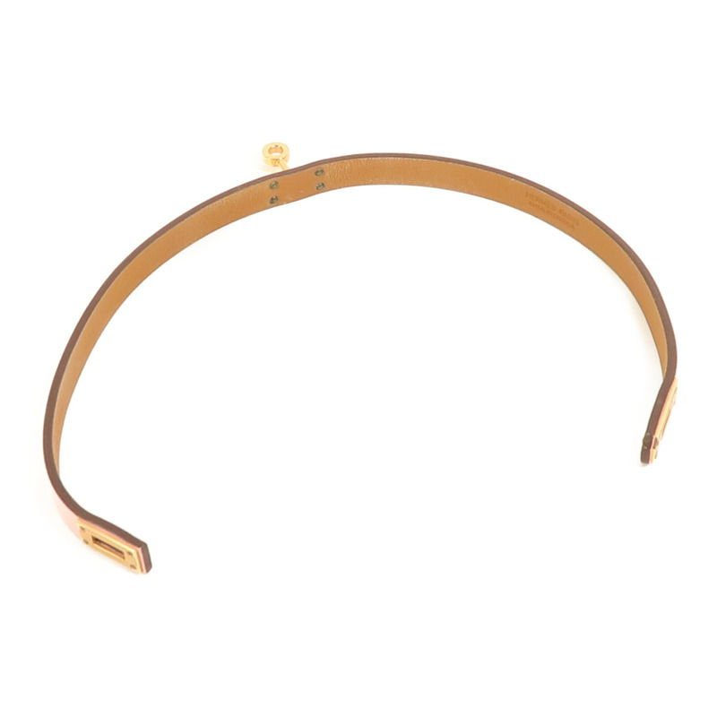 HERMES Swift皮革Mini Kelly Double Tour手鐲Rose Sakura-5