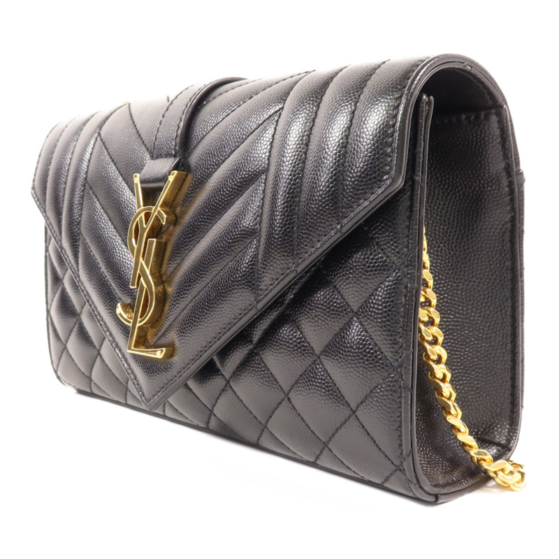 SAINT LAURENT 牛皮皮革Small Envelope金扣鏈帶肩背袋-2