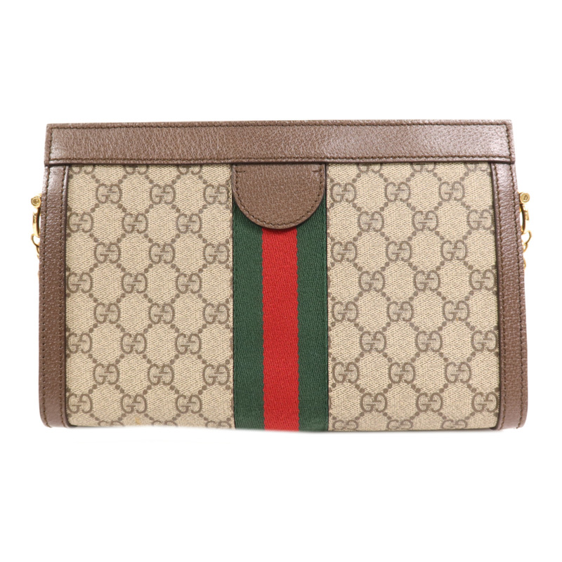 GUCCI 塗層帆布/牛皮皮革Shoulder Bag金扣鏈帶肩背袋-1