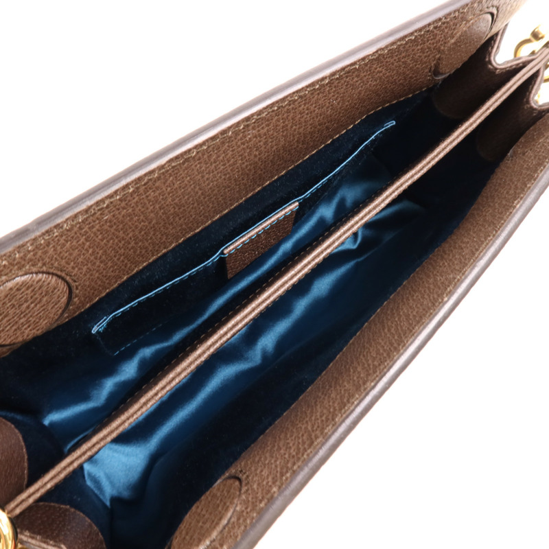 GUCCI 塗層帆布/牛皮皮革Shoulder Bag金扣鏈帶肩背袋-4