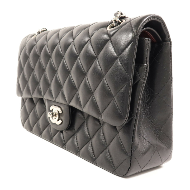 CHANEL 羊皮皮革Classic 25銀扣鏈帶肩背袋-2