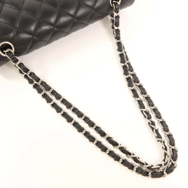 CHANEL 羊皮皮革Classic 25銀扣鏈帶肩背袋-8