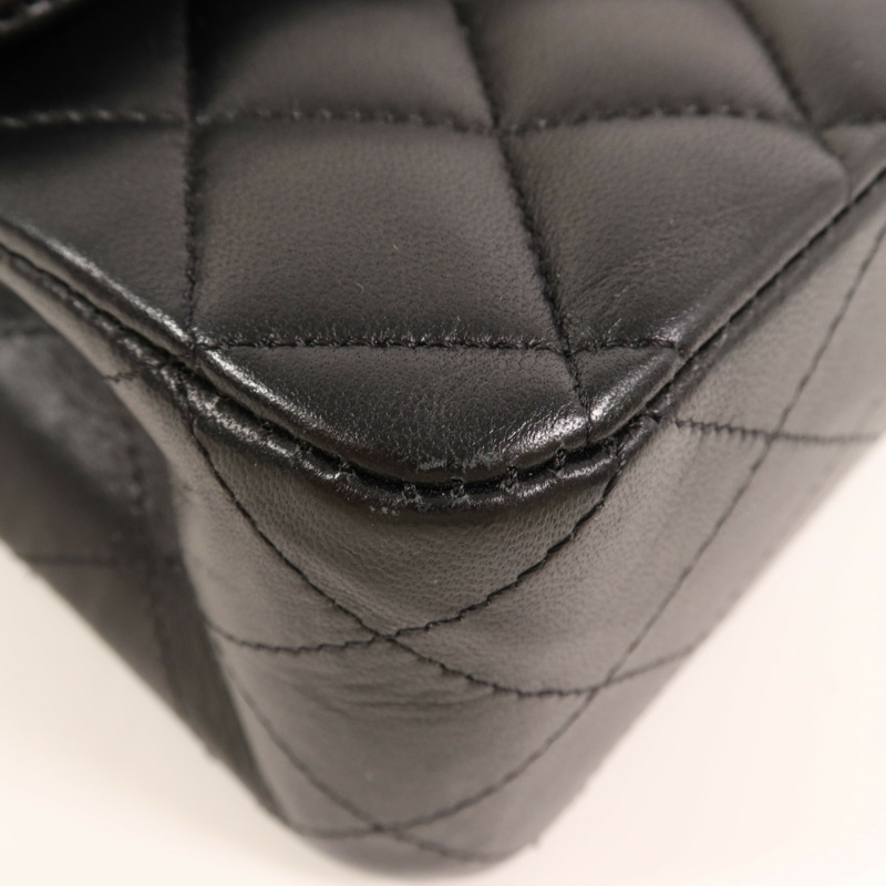 CHANEL 羊皮皮革Classic 25銀扣鏈帶肩背袋-11