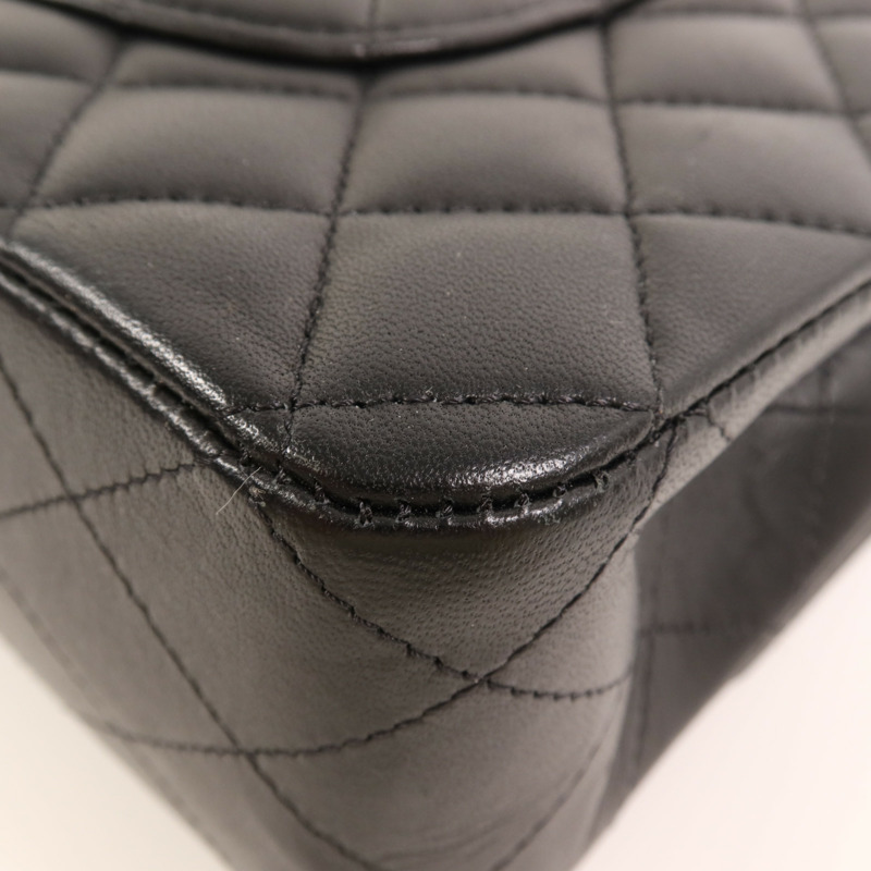 CHANEL 羊皮皮革Classic 25銀扣鏈帶肩背袋-12