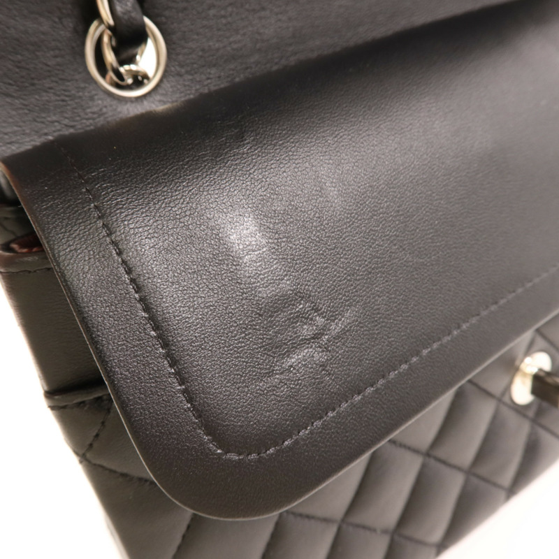 CHANEL 羊皮皮革Classic 25銀扣鏈帶肩背袋-16