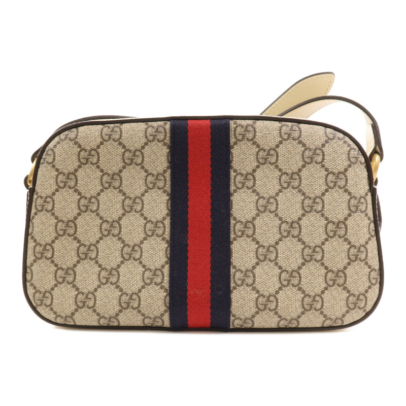 GUCCI 塗層帆布/牛皮皮革Ophidia GG金扣肩背袋-1