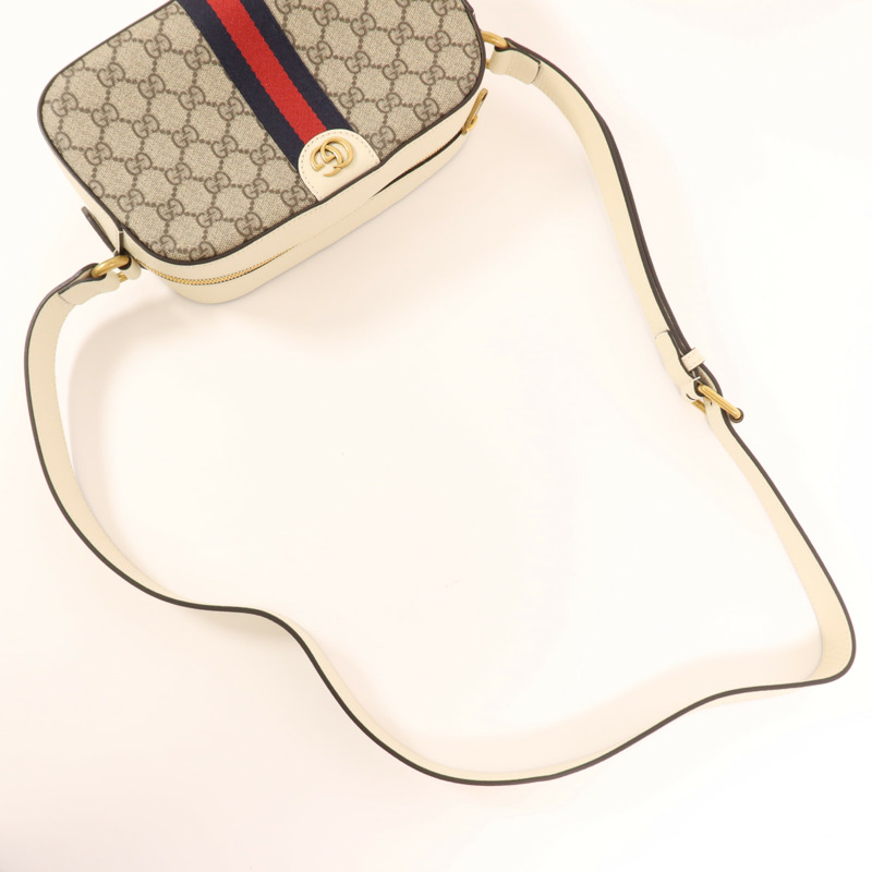 GUCCI 塗層帆布/牛皮皮革Ophidia GG金扣肩背袋-8