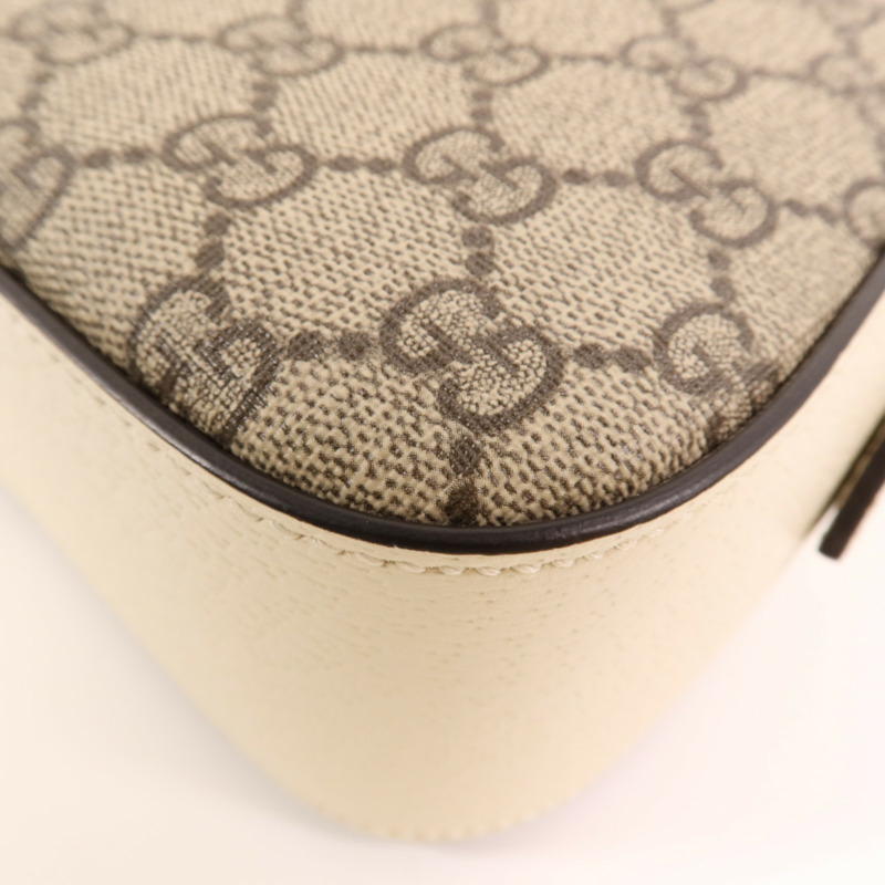 GUCCI 塗層帆布/牛皮皮革Ophidia GG金扣肩背袋-11