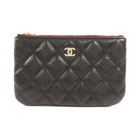 CHANEL 牛皮皮革Mini Pouch金扣手拿包