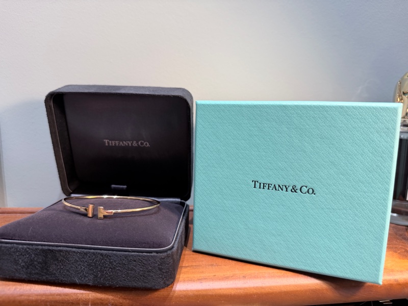 Tiffany蒂芙尼 T系列 窄版雙T手環T wire 線圈手環 手鐲M號 有外盒-3