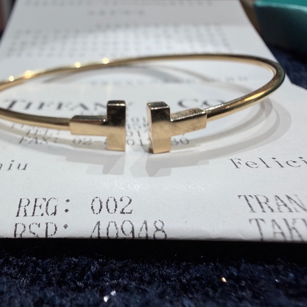 Tiffany蒂芙尼 T系列 窄版雙T手環T wire 線圈手環 手鐲M號 有外盒-5