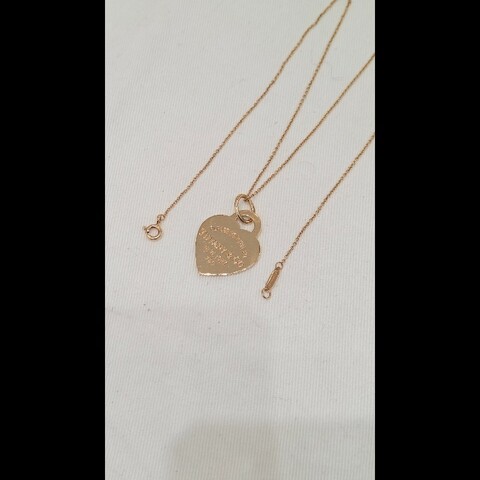 Tiffany Return to Tiffany系列Heart tag18k黃金色愛心項鍊吊墜