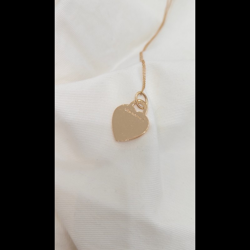 Tiffany Return to Tiffany系列Heart tag18k黃金色愛心項鍊吊墜-3