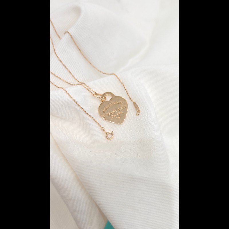 Tiffany Return to Tiffany系列Heart tag18k黃金色愛心項鍊吊墜-4