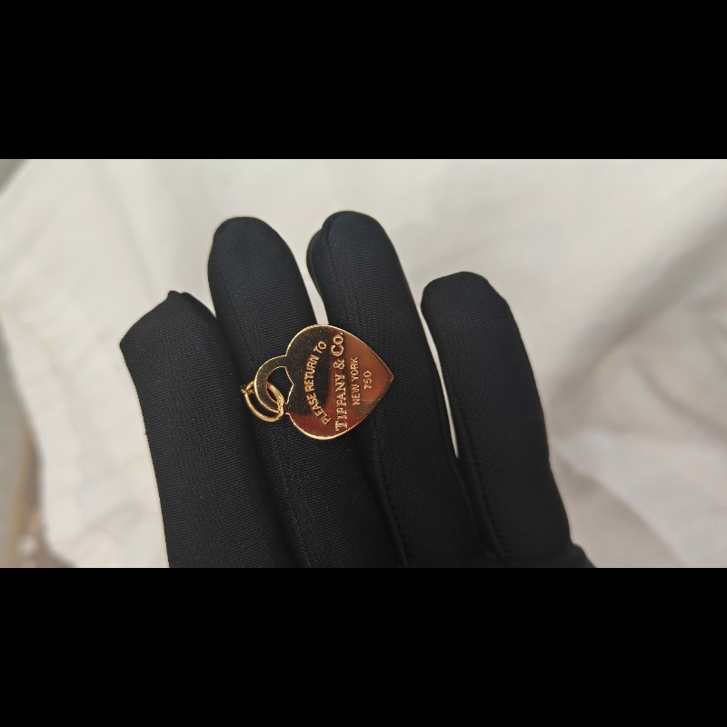 Tiffany Return to Tiffany系列Heart tag18k黃金色愛心項鍊吊墜-5