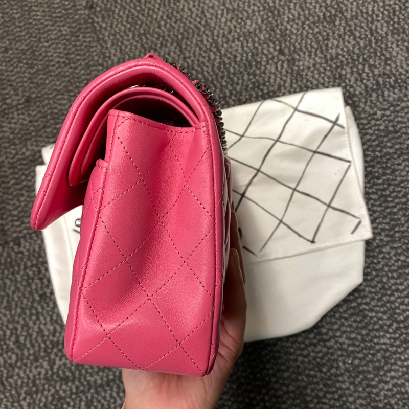 (已保留)#大全配🈶購證 #99新閒置 香奈兒Cf23小號Coco系列 淺粉色超稀有💕-9