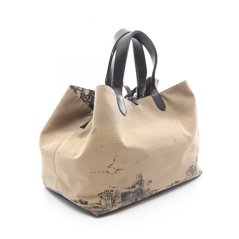 Dior Toujours Oblique 大手提包,帆布皮革,米色、棕色、黑色,二手-1