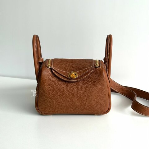 99新Hermès Lindy Mini 金棕金釦 二代