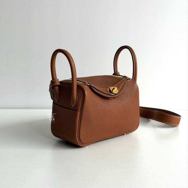 99新🆕 Hermès 愛馬仕 Lindy Mini 金棕金釦 二代-1