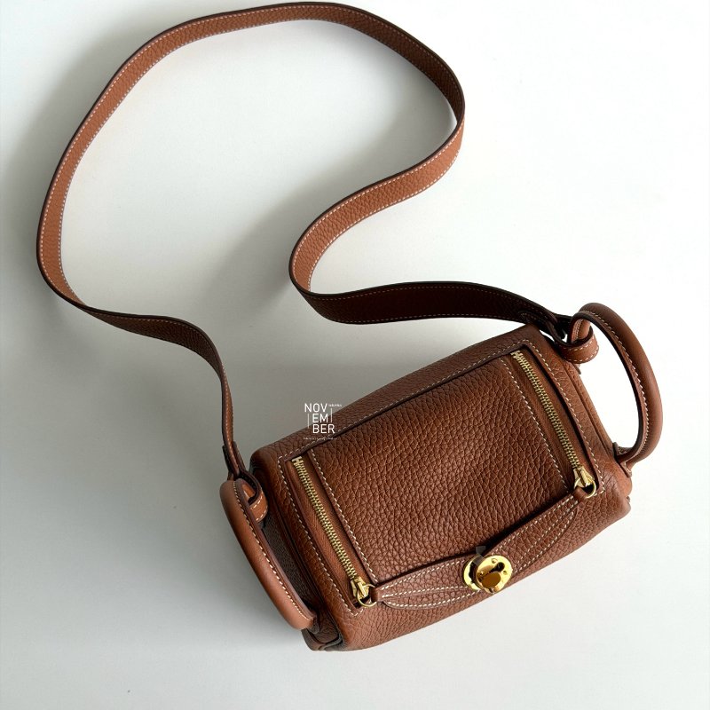 99新🆕 Hermès 愛馬仕 Lindy Mini 金棕金釦 二代-2
