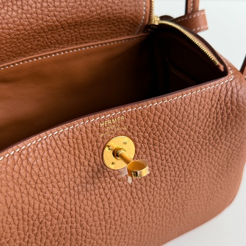 99新🆕 Hermès 愛馬仕 Lindy Mini 金棕金釦 二代-11