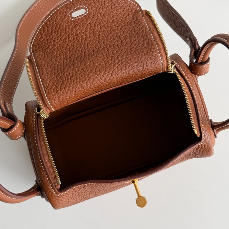 99新🆕 Hermès 愛馬仕 Lindy Mini 金棕金釦 二代-13