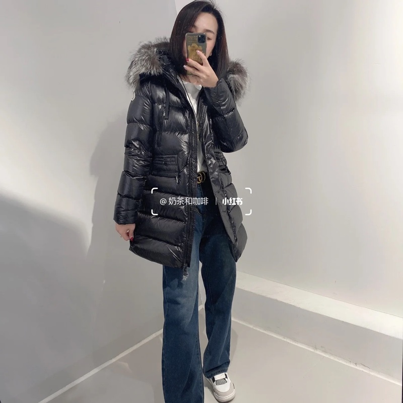 Moncler aphroti 黑色 銀狐毛領 長版 收腰 長版羽絨 羽絨外套 夾克 長版外套 外套-4