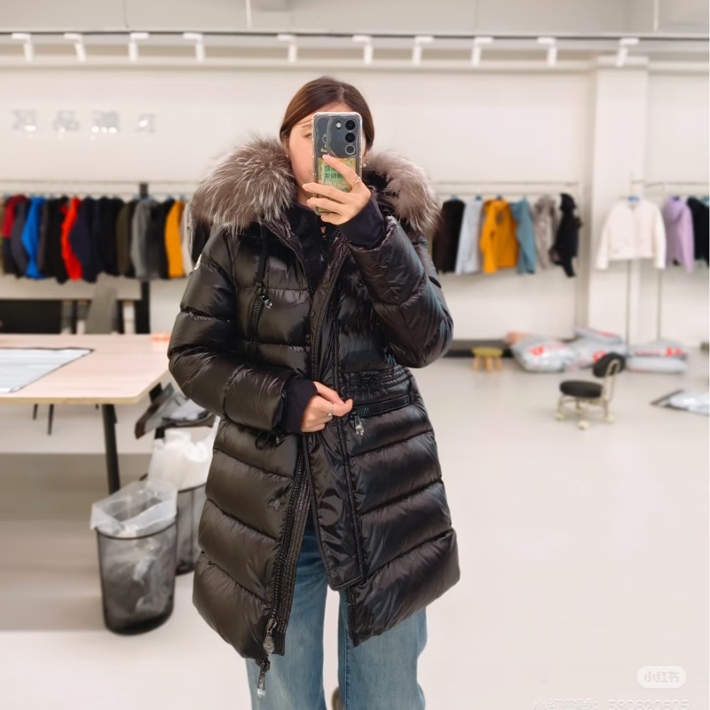 Moncler aphroti 黑色 銀狐毛領 長版 收腰 長版羽絨 羽絨外套 夾克 長版外套 外套-5