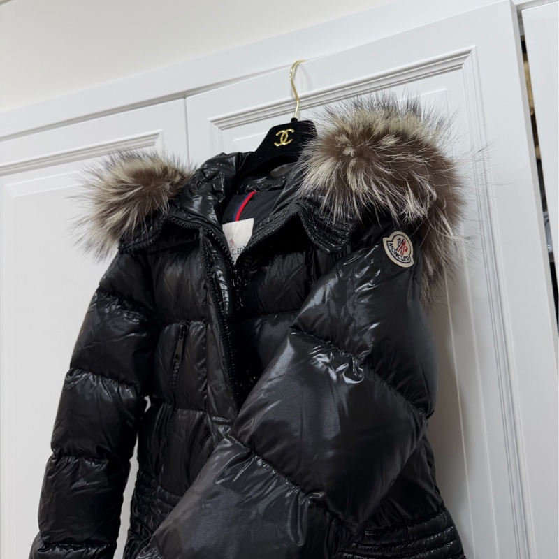 Moncler aphroti 黑色 銀狐毛領 長版 收腰 長版羽絨 羽絨外套 夾克 長版外套 外套-13