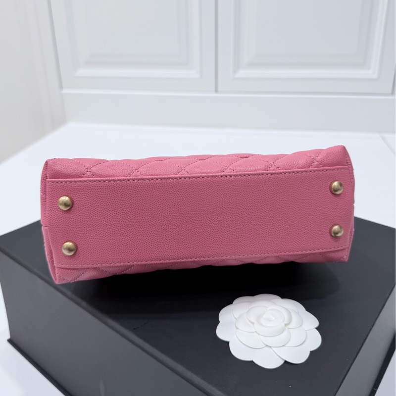 Chanel 香奈兒 coco handle 小號 粉色 荔枝紋牛皮 蜥蜴手柄 手提包 肩背包 斜背包 側背包 鏈條包-14