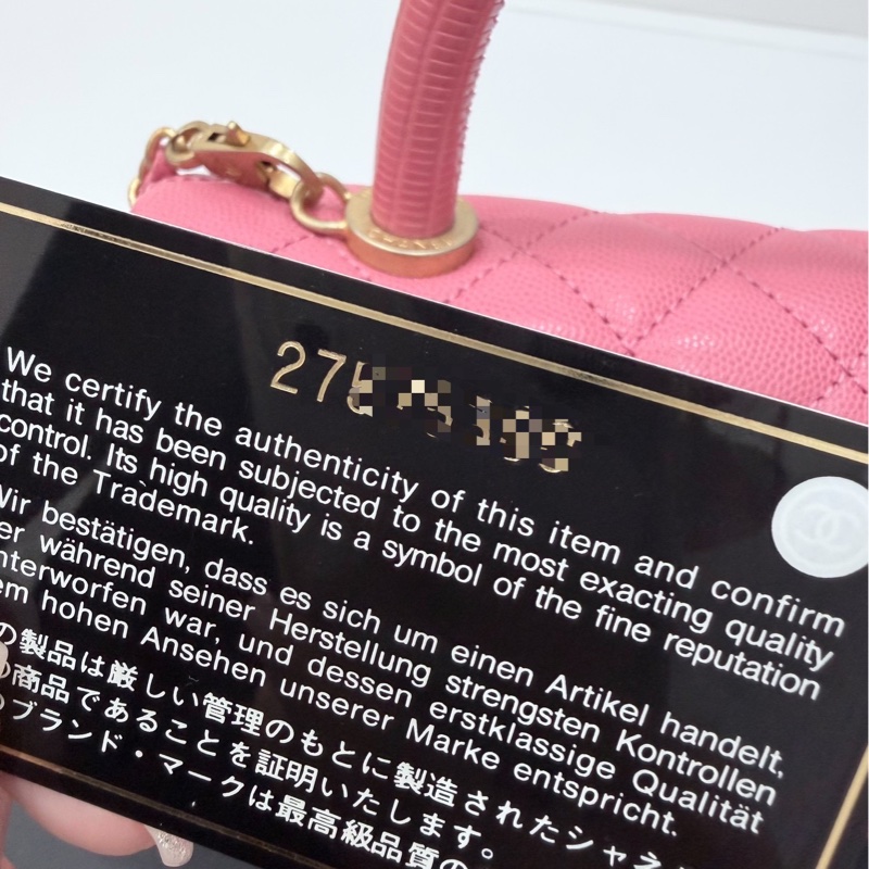 Chanel 香奈兒 coco handle 小號 粉色 荔枝紋牛皮 蜥蜴手柄 手提包 肩背包 斜背包 側背包 鏈條包-20