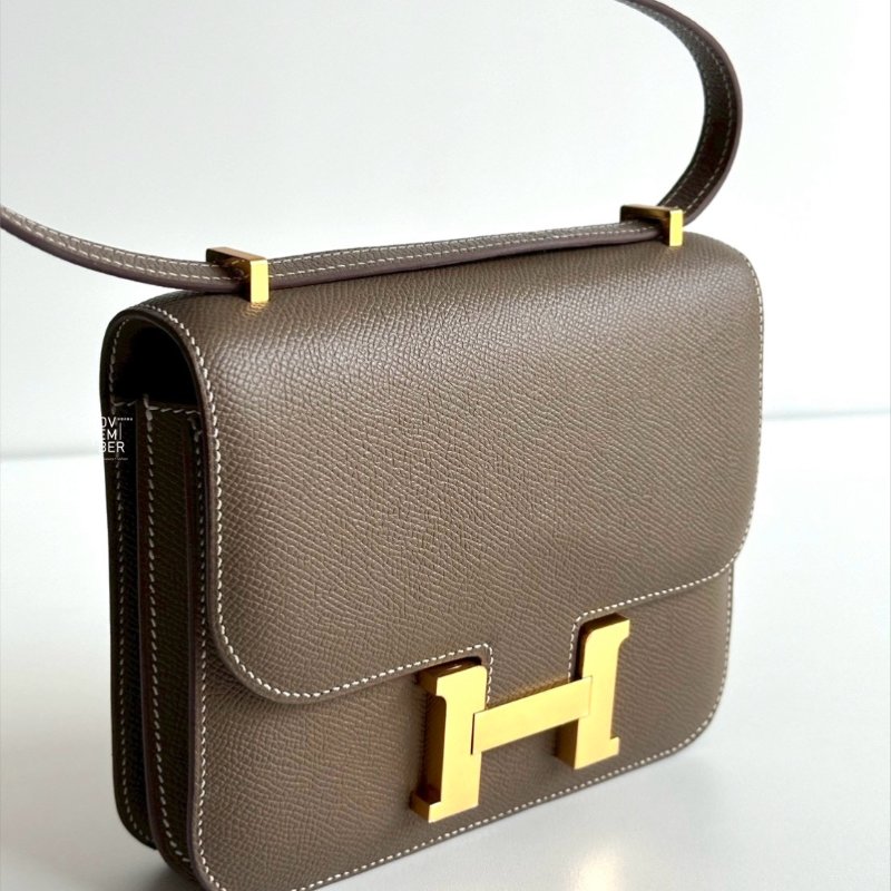 98新🫰🏻 全配有購證🙌🏻 Hermès 愛馬仕 Constance mini 大象灰金釦-3