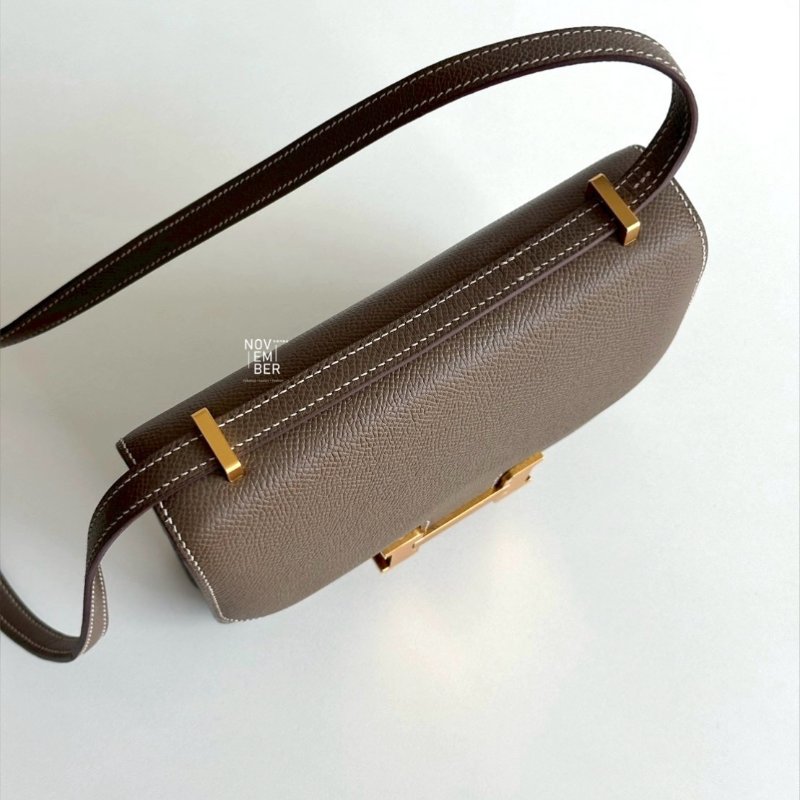 98新🫰🏻 全配有購證🙌🏻 Hermès 愛馬仕 Constance mini 大象灰金釦-4