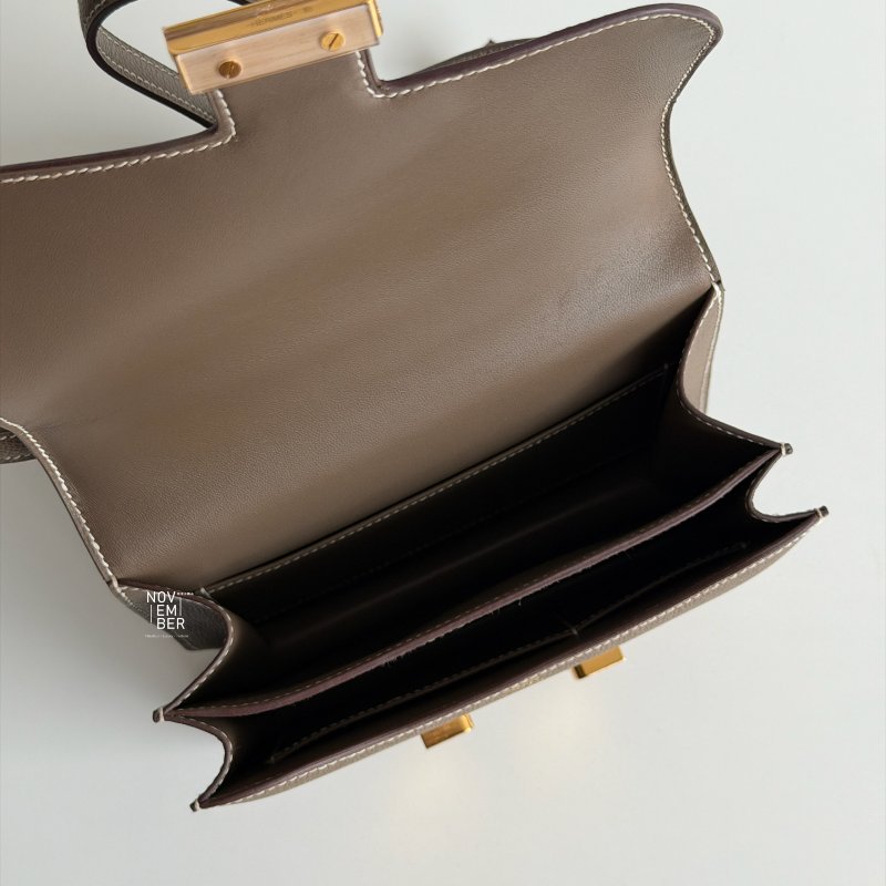 98新🫰🏻 全配有購證🙌🏻 Hermès 愛馬仕 Constance mini 大象灰金釦-5