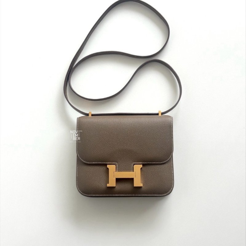 98新🫰🏻 全配有購證🙌🏻 Hermès 愛馬仕 Constance mini 大象灰金釦-6