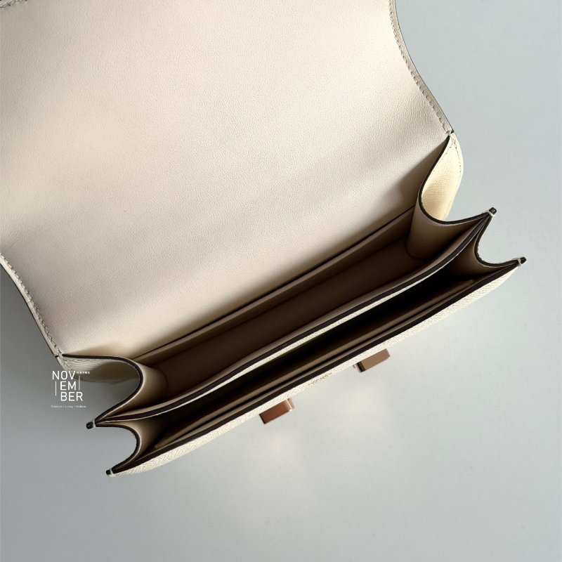 閒置新✨ 全配有購證🙌🏻 Hermès 愛馬仕 Constance mini 奶油白玫瑰金釦-3