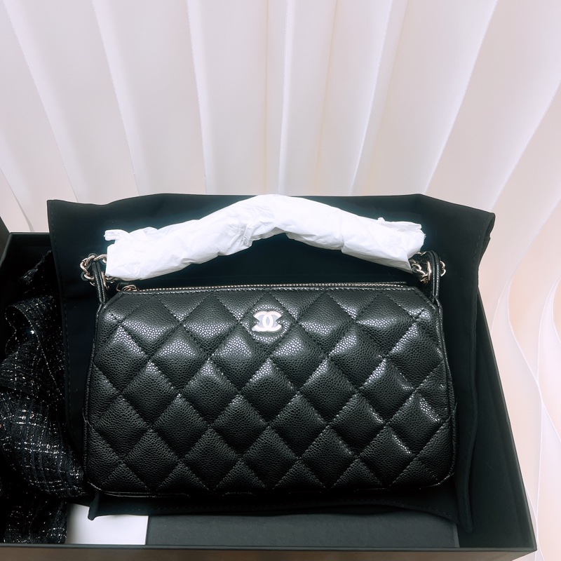 Chanel 黑金牛皮麻將包/麻雀包-0