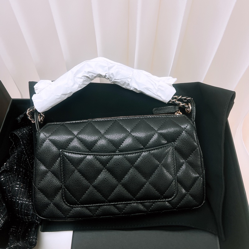 Chanel 黑金牛皮麻將包/麻雀包-4