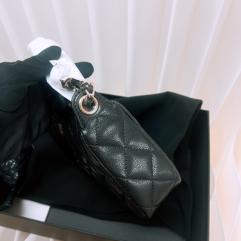 Chanel 黑金牛皮麻將包/麻雀包-5