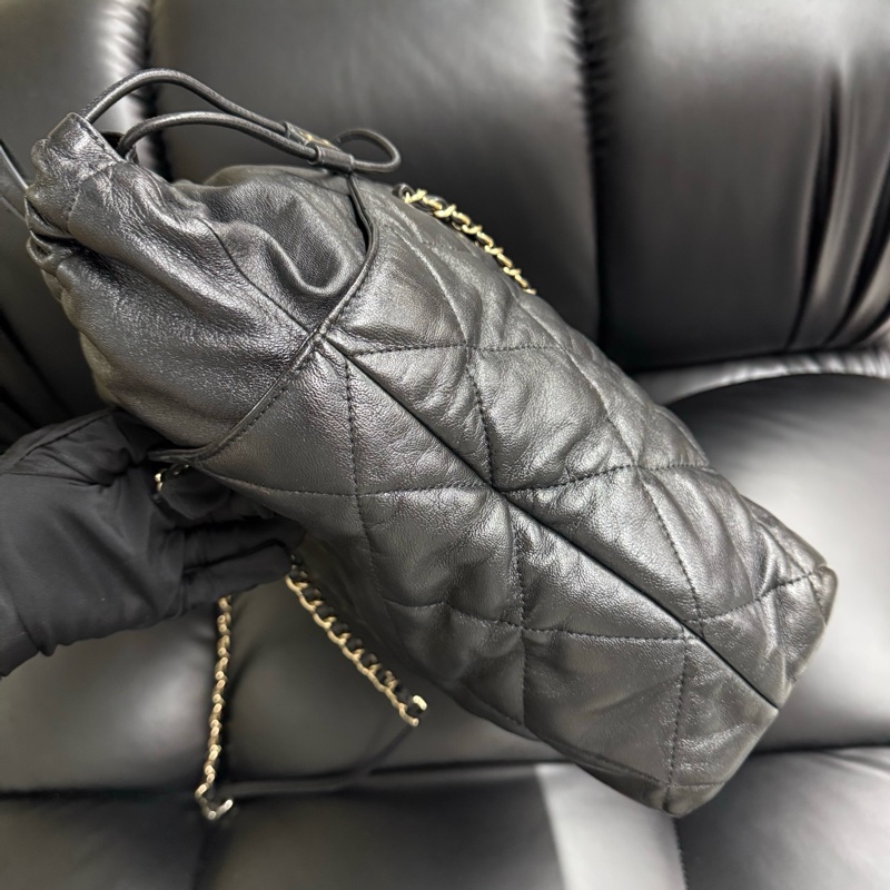 ✨Chanel 黑金羊皮 中號托特 手提肩背都好看🖤-4