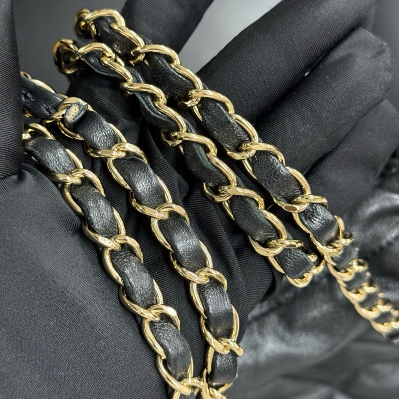 ✨Chanel 黑金羊皮 中號托特 手提肩背都好看🖤-9