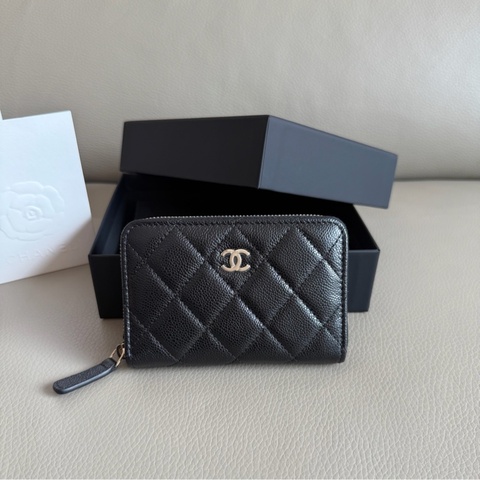 「M.Y精品」 Chanel 小香 經典大ㄇ拉 拉鍊錢包 荔枝皮 全新送禮