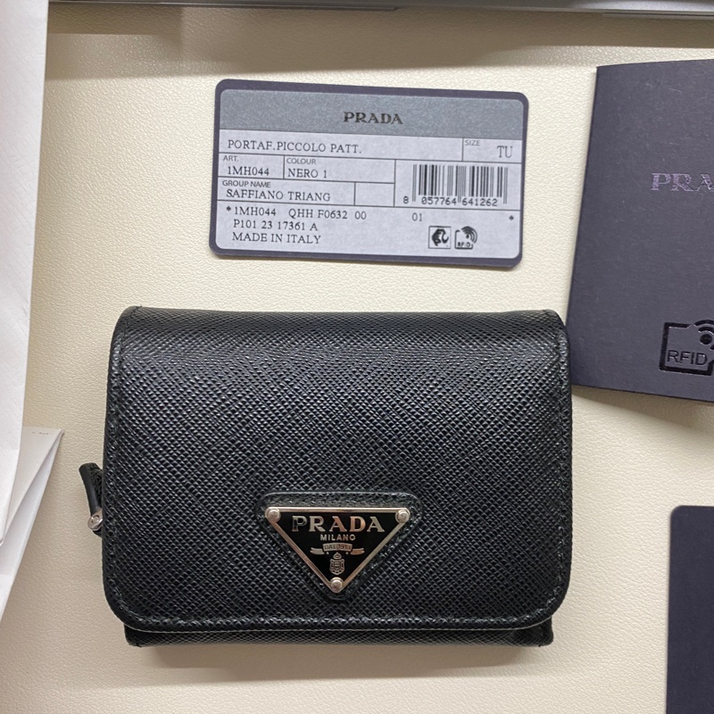 二手 PRADA三折式黑色短夾 95成新-5