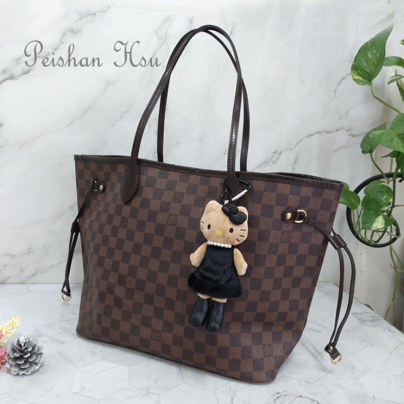 LV Neverfull MM🌈實品拍照🌈中款 棋盤格 托特包 N51105~~二手約8.5成新-1