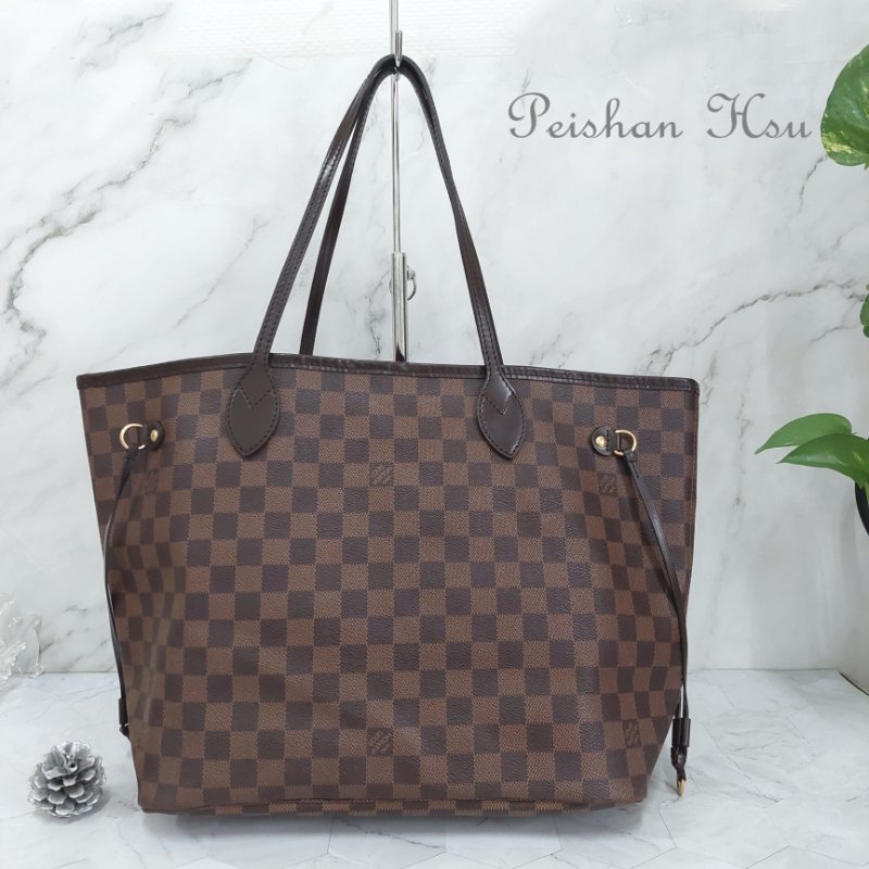 LV Neverfull MM🌈實品拍照🌈中款 棋盤格 托特包 N51105~~二手約8.5成新-2