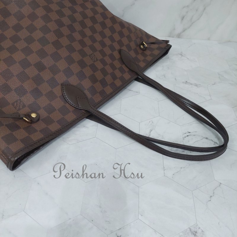 LV Neverfull MM🌈實品拍照🌈中款 棋盤格 托特包 N51105~~二手約8.5成新-4