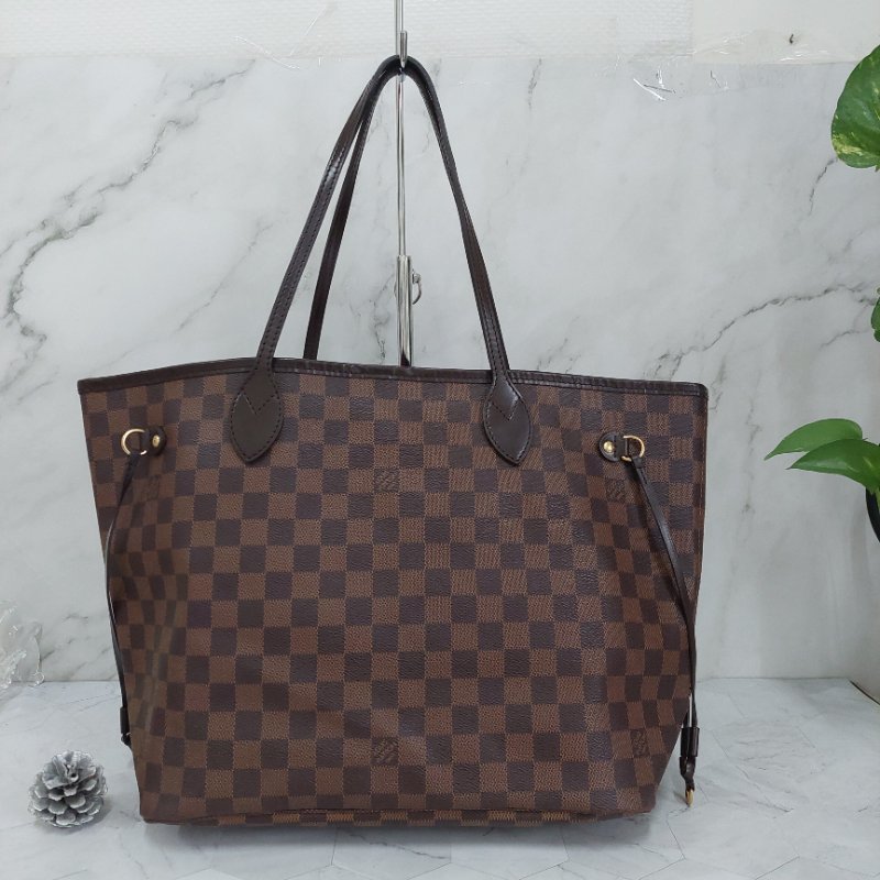 LV Neverfull MM🌈實品拍照🌈中款 棋盤格 托特包 N51105~~二手約8.5成新-22