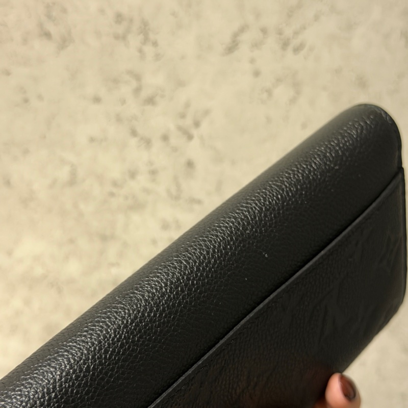 LV 荔枝壓紋經典老花款長夾-9